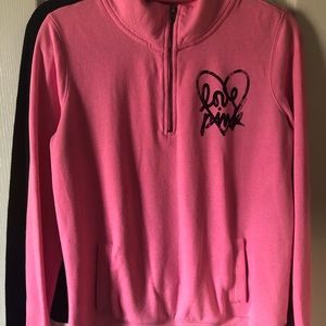 Pink 1/4 zip pull over sweater
